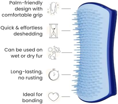 Pet Teezer De-Shedding Dog Brush for Short Hair Breeds, Small, Navy & Blue - Image 4