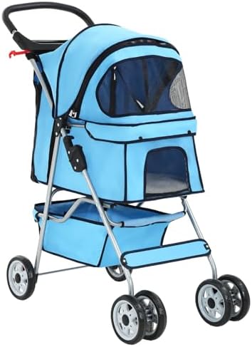 BestPet | 4-Wheel Foldable Pet Stroller | Blue | Lightweight & Portable by BestPet