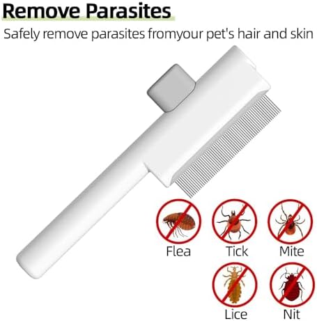 Marchul 2 Pack Self-Cleaning Pet Grooming Comb Set, Cat & Dog Flea Brush with One-Click Release Button, Stainless Steel Round Teeth Comb for Removing Tangles, Loose Fur and Shed Hair, White - Image 6