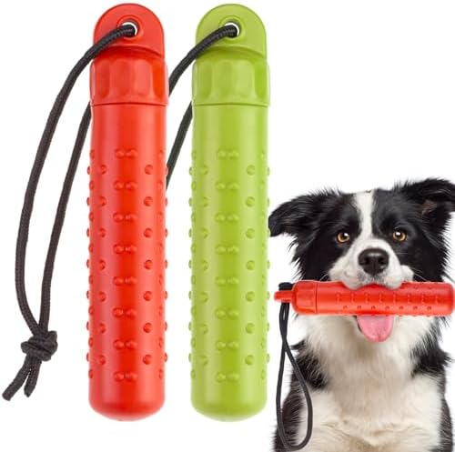 BINGPET Dog Float Bumper Toy 2 Pack,9.3 Inch Detachable Treat Dispensing Puzzle Toys,Training Dummy Retrieving Bumpers Summer Pool Toy Tug Game,Interactive Toys for Medium Large Dogs(Red & Green) by BINGPET