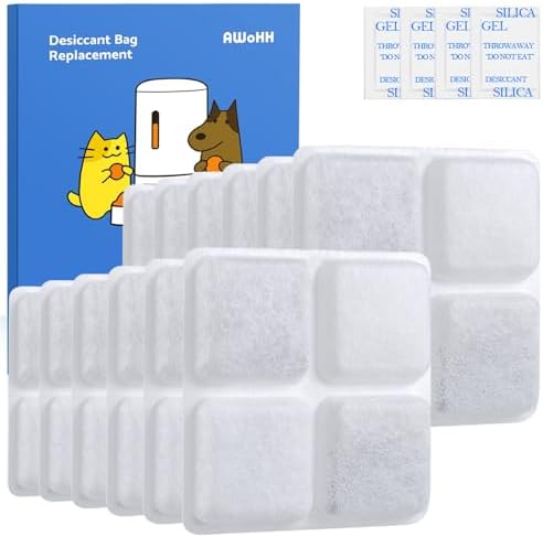 12-Pack 2026 PLUS Pet Food Desiccant Bag,Compatible with Pet Automatic Cat dog Feeders, Desiccant Bag Replacement for Cat Feeder,Maintains Food Freshness by Unknown