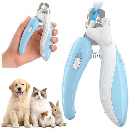 Dog & Cat Nail Clippers with LED Light, Illuminates Nails Helps See Quick, Pet Nail Trimmer with Sharp Stainless Steel Blades, Nail Catcher, Safety Lock for Dogs, Cats, Rabbits, Guinea Pigs (Blue) by Unknown