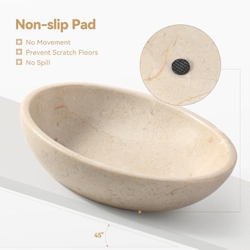 Karibiber Natural Marble Cat Bowl, Weighted 1.5lb Cat Food Bowl for Cat and Small Dog, Small Animal Pet Food Dish Non-Slip, Shallow Dish for Whisker Fatigue Relief, Premium Beige Stone for Home Decor - Image 4
