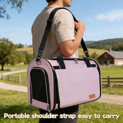 TWDEPART Cat Carrier Backpack - Multifunctional, Firm & Foldable with Roll-Up Shade, Breathable Design Includes Collapsible Bowl and Cushion (Pink) - Image 6