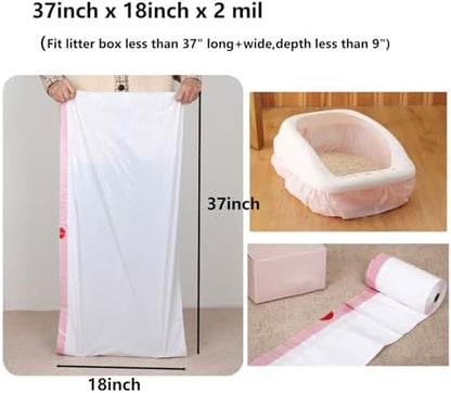 37'' x 18'' Cat Litter Box Liners Large Jumbo 20 Count Drawstring Cat Litter Bags 2 MIL Extra Thick Litter Pan Liners for Large Giant Litter Boxes (20 Count) - Image 2