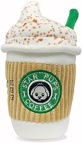 Nestpark Parody Star Pups Coffee Dog Toy Pup'kin Spice Latte - Funny Plush Squeaky Crinkle Dog Toys for Medium, Small and Large for Dog Birthday by Nestpark