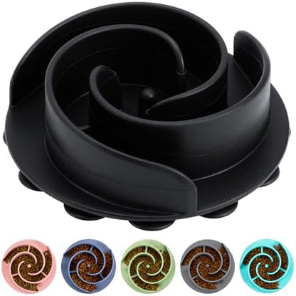 Slow Feeder Dog Bowls Insert, Bestalk Soft Silicone Slow Eating Feeder Insert with Suction Cups for Small, Medium and Large Dogs, Fit into Basic and Elevated Dog Bowls, Black by BESTALK