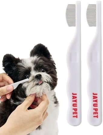 JAYU PET Facial Grooming Comb - Dog Eye Combs, Stress-free Tear Stain Remover for Dogs & Cats, Pet Facial Brush, Cat Grooming Kit, Stainless Steel Deshedding Comb (2ea) by JAYUPET
