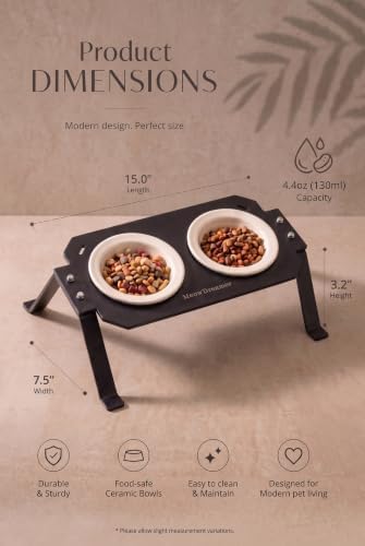 Elevated Cat Bowls 4.4oz x2，Ceramic cat Bowl with Acrylic Base - Image 2