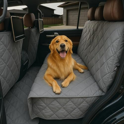 Formosa Covers Dog Car Seat Cover for Back Seat - Car Floor Cover for Dogs - Non-Slip Backing - Travel with Your Pet Mess Free - Universal Fit 56" W x 94 L, Grey by FormosaCovers