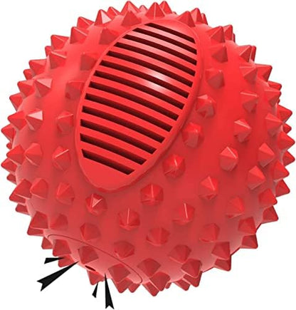 petizer 3" Squeaky Dog Balls for Aggressive Chewers, Durable Interactive Spiky Ball for Teething, Indestructible Rubber Dog Chew Toys, Tough Pet Toys for Small, Medium & Large Breeds, Red by PETIZER