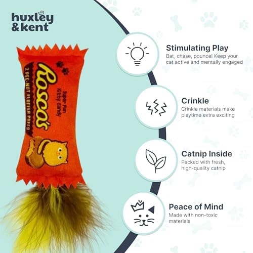 Huxley & Kent Plush Crinkle Catnip Cat Toy, Roscos Fluffer Puffs - Image 4