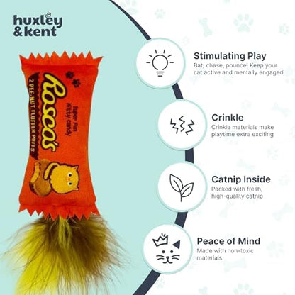 Huxley & Kent Plush Crinkle Catnip Cat Toy, Roscos Fluffer Puffs - Image 4