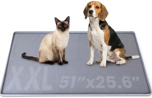 Dog Pee Pad Holder & Cat Litter Mat, XXL 51''×25.6'', Waterproof Floor Silicone Mat for Pets, Easy to Clean, Soft on Paws (Dark Grey) by Aothey