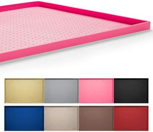 Hubulk Dog Feeding Mat,100% Waterproof Food Grade Silicone Pet Food and Water Bowl Placemat,Dishwasher, High Raised Edge to Prevent Spills,Nonslip Tray to Stop Messes on Floor (24"x16"x0.5", Pink) by Hubulk