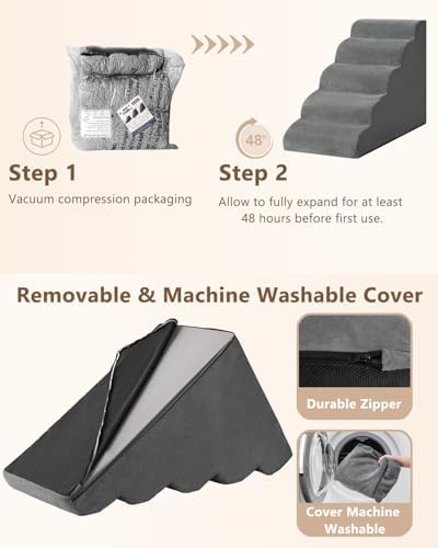 Aodisman Dog Stairs for High Beds,5 Step Pet Ramp for Dogs and Cats,22.4" H - Image 3