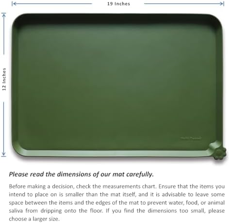 Hoki Found Silicone Pet Food Mat - High-Lips Dog Cat Bowl Placemat - Waterproof, Dark Olive - Image 5