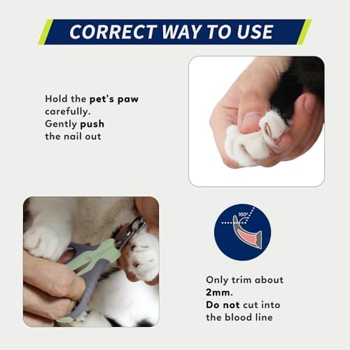WePet Pet Nail Clippers U07.1, Professional Claw Trimmer, Bended Scissor Special for Cats, Kittens, Dogs, Puppies, Small Animals, Grey/Tea Green - Image 6
