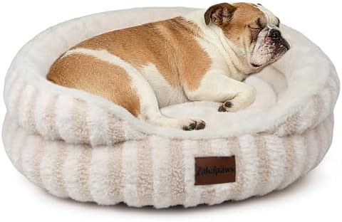 Washable Round Cat Bed Puppy Bed, Soft Corduroy Fleece Pet Bed by ZAKAPAWS