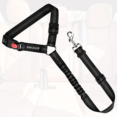 BWOGUE Dog Seat Belt for Car, Headrest Restraint Bungee Lead, Black - Image 2