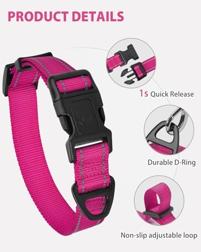 Joytale Feather-Light Dog Collar for Extra Large Dogs, 1 1/4", Hotpink - Image 4