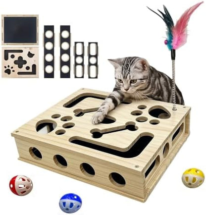 Cat Puzzle Toy,Cat Scratch Puzzle Enrichment Box,Cat Nail File Scratcher,Porous Design,Stimulate Cats Exploratory &Slow Down Eat Speed,Built in Frosted Paper,Polish Their Nail While Play by Unknown