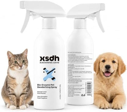 Pet Odor Deodorizing Spray, Bio-Enzyme Stain & Strong Odor Eliminator Spray for Dog Cat Pee Urine Pop, No-Rinse Air Freshener Spray for Smelly in Beds, Sofa, Carpet, Upholstery in Home & Car, 400ml by JIUHCORY