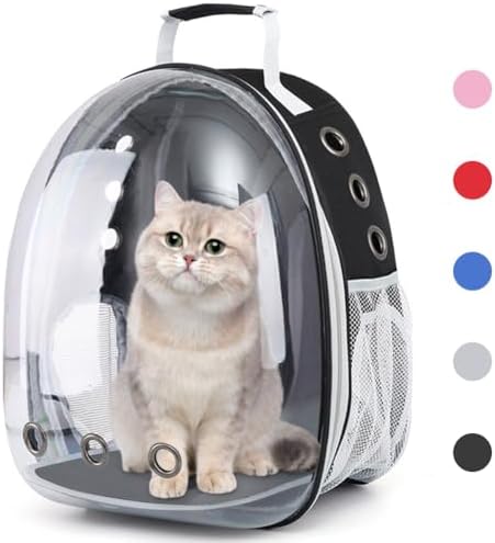 Pet Backpack Carrier with Harness Backpack with Bubble Clear Front for Cats, Small Dogs, Bunnies etc with Harness Included, Pet Carrier for Traveling, Walking, Hiking and Outdoor Activities by KuLGdami