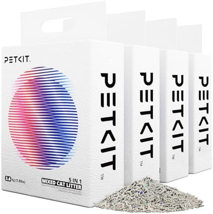PETKIT Mixed Cat Litter Fast Clumping,Flushable,Ultra Absorbent, 100% Natural Ingredients Litter,Water Dissolvable,Really Dust-Free,Low Tracking Bentonite Tofu Litter ( 7.9 lb×4 Bags) by Unknown