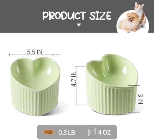 5.5 in Green Ceramic Raised Tilted Cat Food Bowl 1 Pack - Image 3