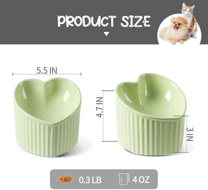 5.5 in Green Ceramic Raised Tilted Cat Food Bowl 1 Pack - Image 3