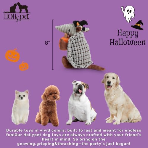 Hollypet Armadillo Squeaky Puppy Dog Toys for Small Medium Dogs, Halloween - Image 2