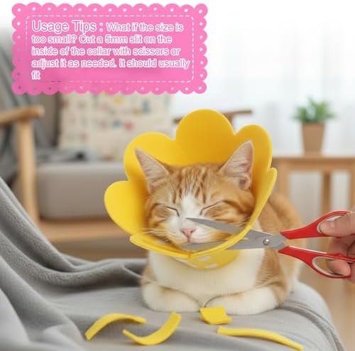 2 Pack Felt Cat Cone Collar Cute Flower Cone for Dogs to Stop Licking Comfortable Adjustable Cat Cones Collar Surgery Recovery Elizabethan Collars for Cats Kitten Puppy(Size M) - Image 4