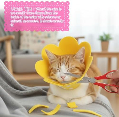 2 Pack Felt Cat Cone Collar Cute Flower Cone for Dogs to Stop Licking Comfortable Adjustable Cat Cones Collar Surgery Recovery Elizabethan Collars for Cats Kitten Puppy(Size M) - Image 4