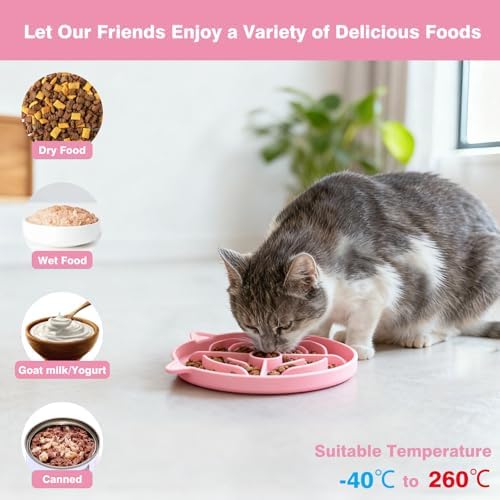 MateeyLife 2 Pcs Silicone Slow Feeder Cat Bowl, Puzzle Feeder Cat Food Dish, Non-Slip Silicone Bowl for Cats, Suitable for Dry and Wet Foods, Kitty Bowls to Slow Down Eating, Prevent Overeating - Image 4