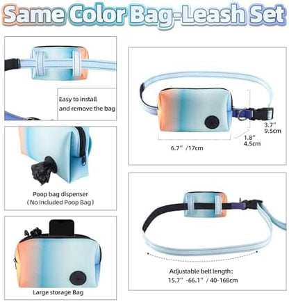 Roses&Poetry Hands Free Dog Leash with Zipper Pouch, 6-9ft Bungee Waist Leash for Medium Large Dogs Walking, Running Lead with Dual Padded Handles Car Safety Buckle for Training Jogging - Image 2