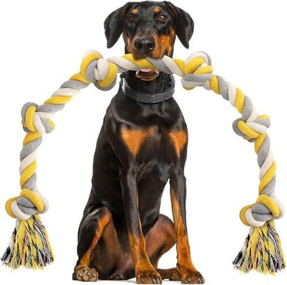 Norvy XXL 6-Knot Dog Rope Toy for Large Dogs Aggressive Chewers 40in Long Heavy Duty Rope Toy Almost Durable Dog Tug Toy Puppy Cotton by Norvy
