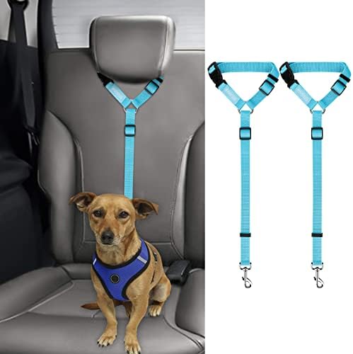 BWOGUE 2 Pack Dog Seat Belt for Car, Headrest Restraint Nylon Safety Straps by BWOGUEPetHome