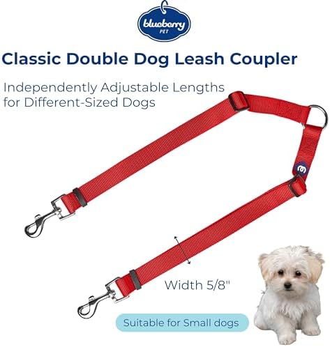 Blueberry Pet Essentials Durable Classic Double Dog Leash Coupler, Rouge Red, Small, Dual Walking & Training Leashes for Two Dogs - Image 3