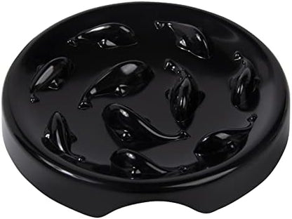 Slow Feeder Bowl for Cats and Small Dogs,Cilkus Fish Pool Design, Fun Interactive Bloat Stop Puzzle Feeder Bowl Healthy Eating Diet Made of Melamine Food Grade Material Dishwasher Safe (Black) - Image 4