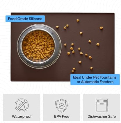 GORILLA GRIP Dog Food Mat, 100% Waterproof Silicone, 16x10 Brown - Image 5