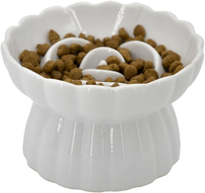 Ceramic Cat Slow Feeder, Raised Slow Feeder Cat Bowl, Anti Vomiting and Whisker Friendly, Non-Toxic by Unknown