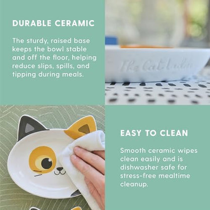 The Cat Ladies Ceramic Cat Bowls - Whisker Friendly Food Bowl - Cute Pet, Kitten Plates - Dishes for Indoor Cats - Dish for Wet Food & Water - Platos para Gatos - Calico, Small - Image 4
