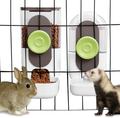 Lemtrflo Rabbit Feeder, Bunny Water Bottle Dispenser, Pet Cage Food Bowl by lemtrflo