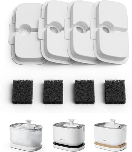 PETLIBRO 4 Packs Replacement Filters for Dockstream Cat Water Fountain PLWF105/PLWF115/PLWF005, 2 Months Set of Replacement Filters for Ultra Quiet Pet Water Fountain by Unknown