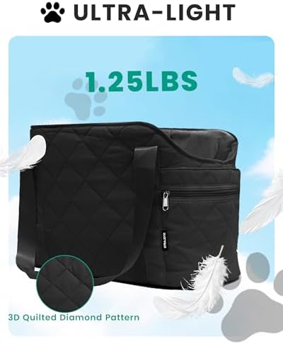 Lightweight Dog Purse Carrier for Small Dogs up to 15 lbs, Dog Tote Bag Puppy Carrier, Soft Plush Interior, Safety Leash Clip, 4 Side Pockets Dog Carrier Bag for Travel & Walking, Black - Image 2