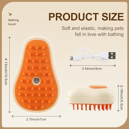 Cat Steam Brush, 3 in 1 Cat Steamy Brush, Silicone Massage Grooming Comb, Pet Hair Cleaning Misting Comb for Kittens(Avocado White) - Image 2