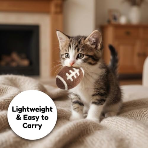 Glaciart One Sports Wool Balls for Cats – 5 Pcs with Catnip Pouch - Soft Fuzzy Enrichment 100% Natural Felt Cat Toy - Interactive Play Cat Toy Set - Safe for Pets, Non-AZO Colored Dyes – 1.6” - Image 4