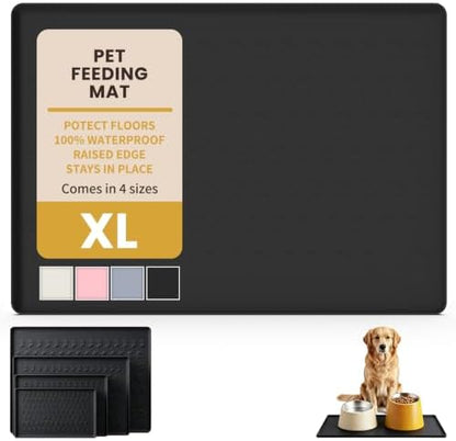 Waterproof Silicone Pet Feeding Mat, Dog Cat Food Water Bowl, Raised Edge by CHARMROSE
