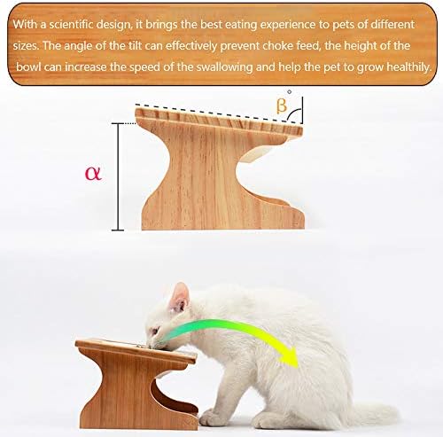 Cat Bowls Pet Dining Table with Raised Slope Wooden Stand Elevated Pet Bowls with Oblique Stand for More Comfortable Eating for Cats, Dogs, Kitten and Puppy (1 Bowl, Steel) - Image 4